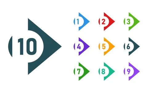 One to ten Set collection of Bullet number design Stock Illustration