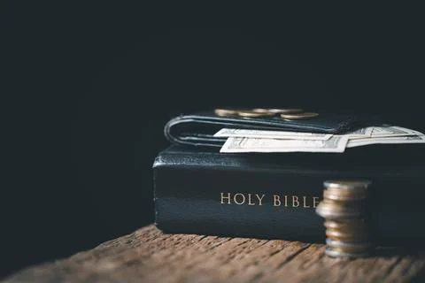 One tenth or tithe is basis on which Bible teaches us to give one tenth of .. Stock Photos