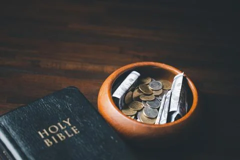 One tenth or tithe is basis on which Bible teaches us to give one tenth of .. Stock Photos