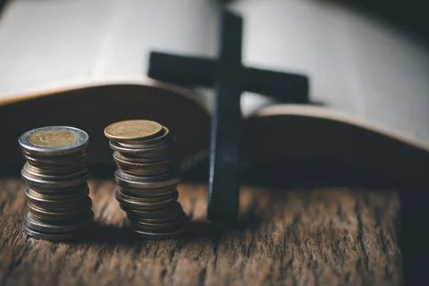 One tenth or tithe is basis on which Bible teaches us to give one tenth of .. Stock Photos