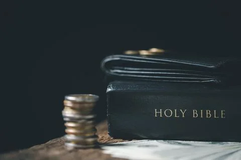 One tenth or tithe is basis on which Bible teaches us to give one tenth of .. Stock Photos