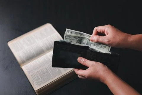 One tenth or tithe is basis on which Bible teaches us to give one tenth of .. Stock Photos