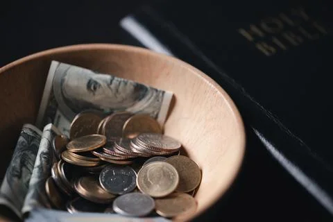 One tenth or tithe is basis on which Bible teaches us to give one tenth of .. Stock Photos