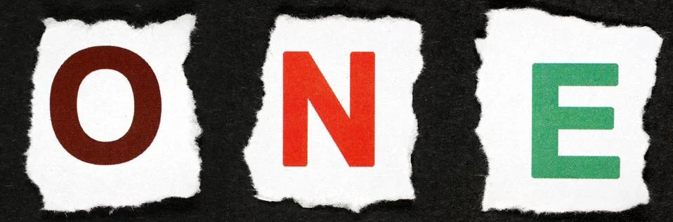 One - text Stock Illustration