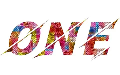 ONE text image stock design in colorful style letters Stock Illustration