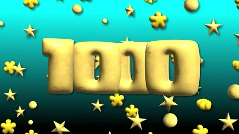 One thousand number 1000 bubbles 3d animation background with teal backdrop Stock Footage 300574738