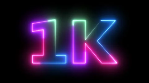 One Thousand Subscribers Neon Text Animation Digital Display Screen with Vi.. Vidéo 330418043