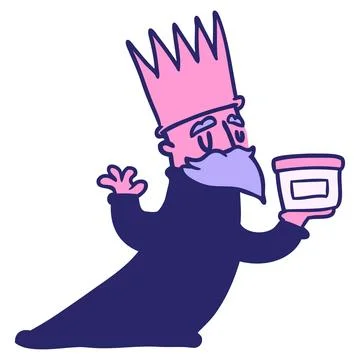 One of three wise men cartoon in bright neon color Stock Illustration