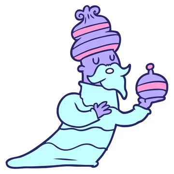One of three wise men cartoon in bright neon color Stock Illustration