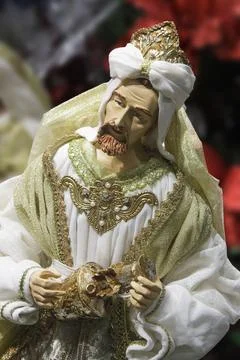 One of the Three Wise Men at the Nativity scene Stock Photos