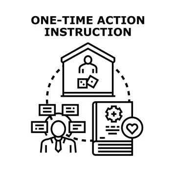 One time action instruction providing process flow guidance Illustrazione stock