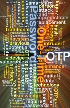 One-time password OTP background concept glowing Stock Illustration