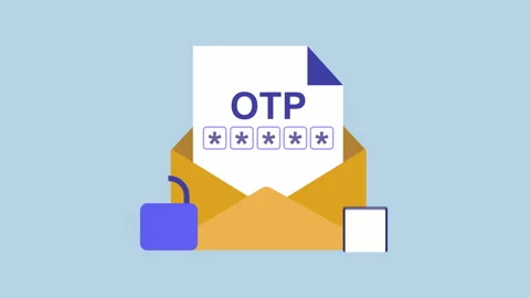 One Time Password Security Authentication Flat Design 2d with Alpha Matte Stock Footage 334994351