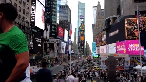 One Times Square Building time lapse from Father Duffy Square Red Stairs NFT.nyc Stock-Footage 249795665