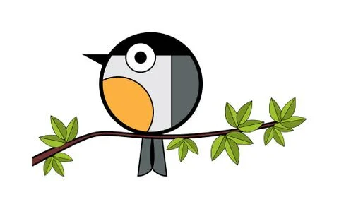 One tit sitting on a tree branch Stockillustratie