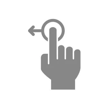 One-touch and swipe left grey icon. Touch screen hand gesture symbol Stock Illustration