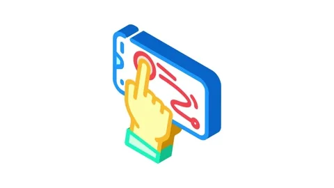 One touch operation isometric icon animation Stock Footage 327274768