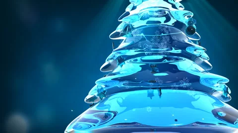 One Turning Crystal Tree and Snowflakes Stock Footage 917279