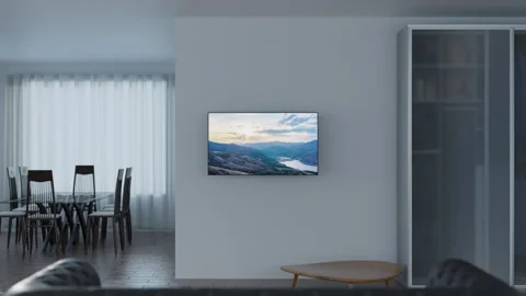 One TV in different rooms, CG Stock Footage 247448454