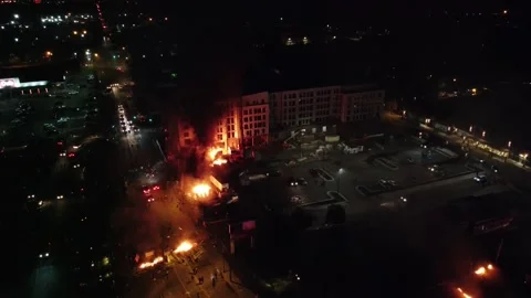 One two and three fires burn simultaneously after people deliberately set them Stock Footage 134505810