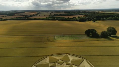One of Two Crop Circles, Drone View 4K, Winchester, 4th July 2023, Double 4K Stock Footage 265464880
