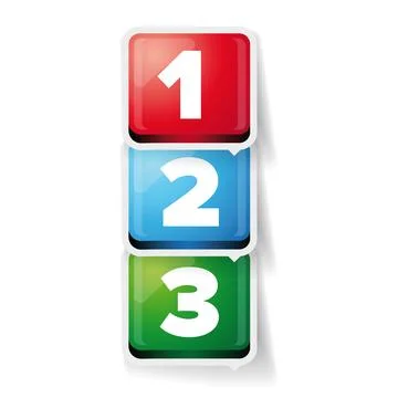 One two three - 3D vector progress bar for three steps Stock Illustration