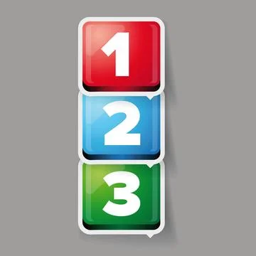 One two three - 3D vector progress bar for three steps Illustrazione stock