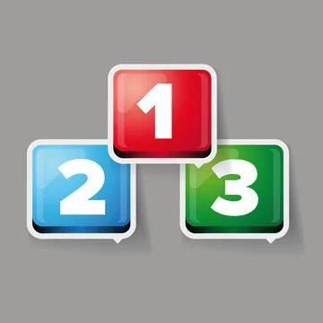 One two three - 3D vector progress bar for three steps Stock Illustration