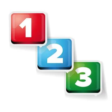 One two three - 3D vector progress bar for three steps Stock Illustration