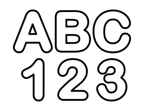 One Two Three And A B C Number And Letter Coloring Page For Children Illustrazione stock