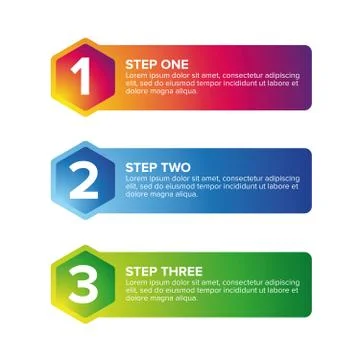 One Two Three button progress bar Stock Illustration