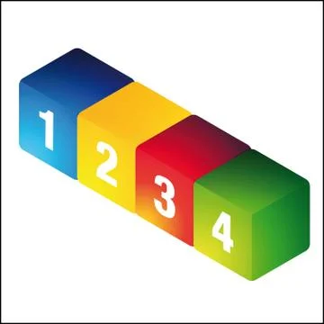 One two three four cubes progress bar Stock Illustration