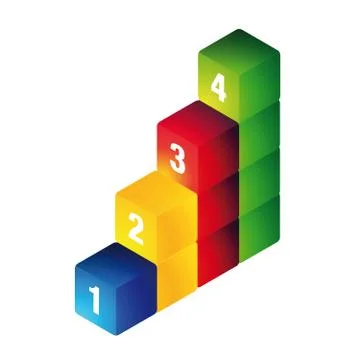 One two three four cubes progress bar Stock Illustration