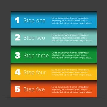 One two three four five steps progress bar イラスト素材