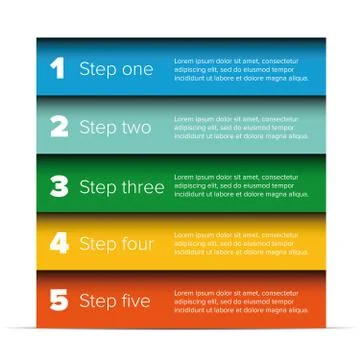One two three four five steps progress bar イラスト素材