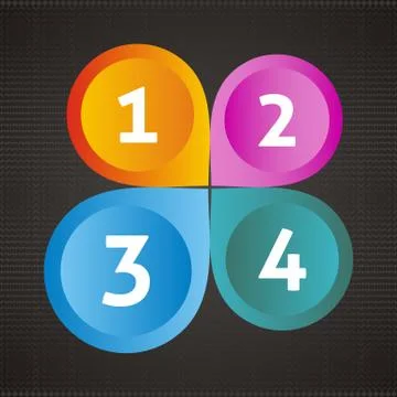 One two three four options vector colored buttons Illustrazione stock