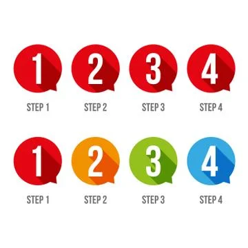 One two three four progress bar stickers Stock Illustration