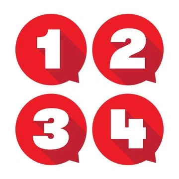 One Two Three Four red number set Stock Illustration