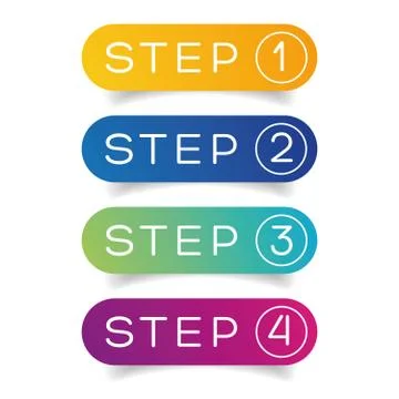 One Two Three Four steps progress Illustrazione stock