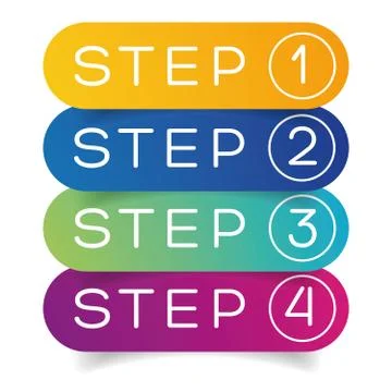 One Two Three Four steps progress Stock Illustration