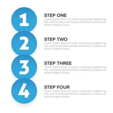 One Two Three Four steps progress bar イラスト素材