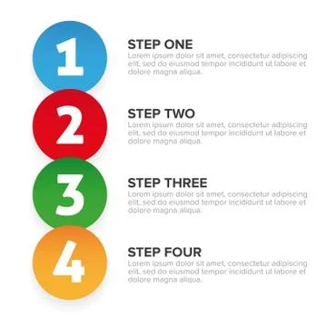 One Two Three Four steps progress bar Illustrazione stock