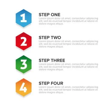 One Two Three Four steps progress bar Stock Illustration