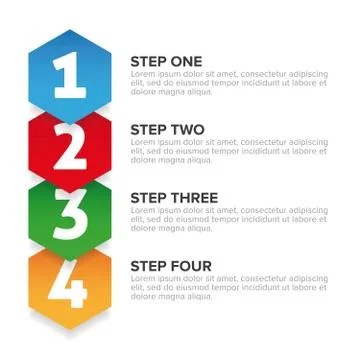 One Two Three Four steps progress bar Stock Illustration