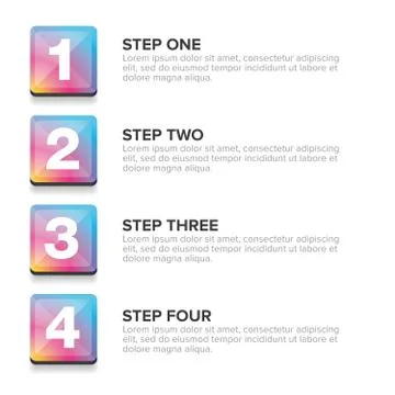 One Two Three Four steps progress bar Illustrazione stock