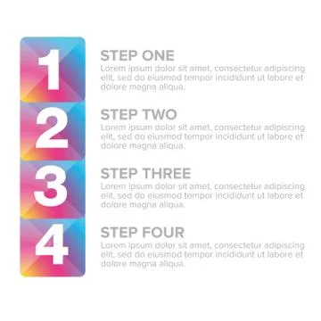 One Two Three Four steps progress bar Illustrazione stock