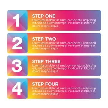 One Two Three Four steps progress bar Illustrazione stock