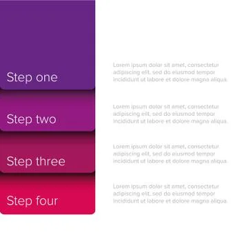 One two three four steps progress bar label Stock Illustration