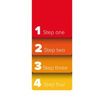 One two three four steps progress bar label Stock Illustration