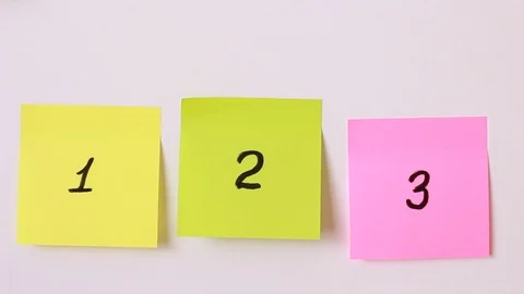 One Two Three inscripted on multi-colored stickers Stock Footage 86231822